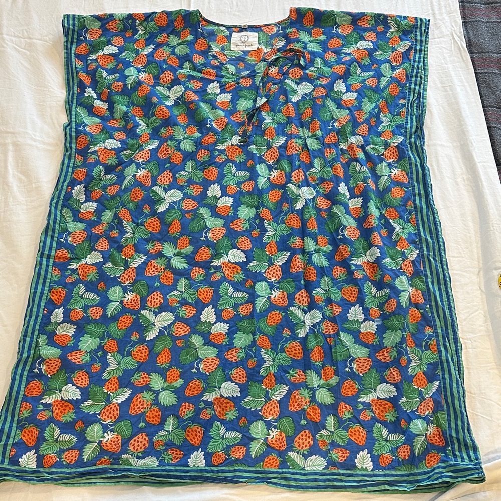 Printfresh Blue and Orange Strawberry Swim Cover-Up